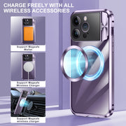 For iPhone 15 Pro Max Large Window Holder MagSafe Magnetic Metal Phone Case(Yellow)