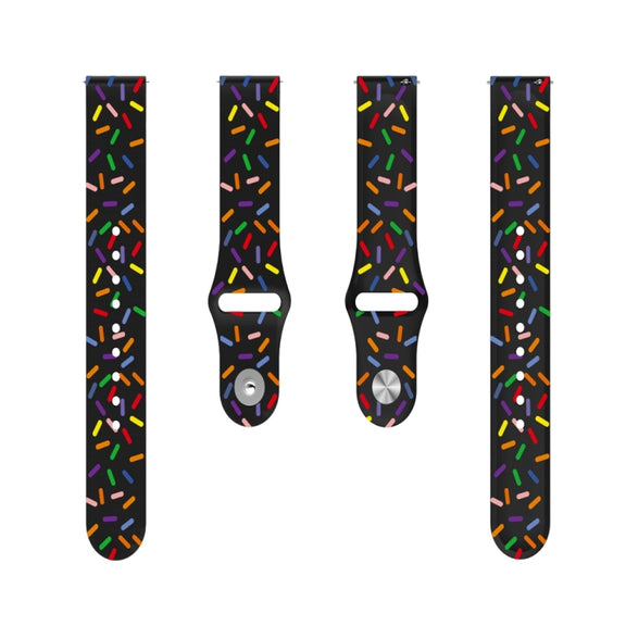 Compatible with Garmin Venu / SQ / SQ2 / Venu 2 Plus 20mm Sports Rainbow Dots Silicone Watch Band(Black)