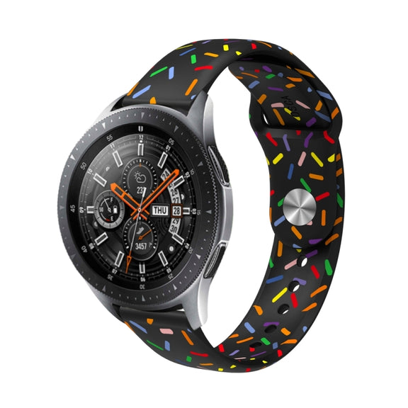 Compatible with Garmin Venu / SQ / SQ2 / Venu 2 Plus 20mm Sports Rainbow Dots Silicone Watch Band(Black)