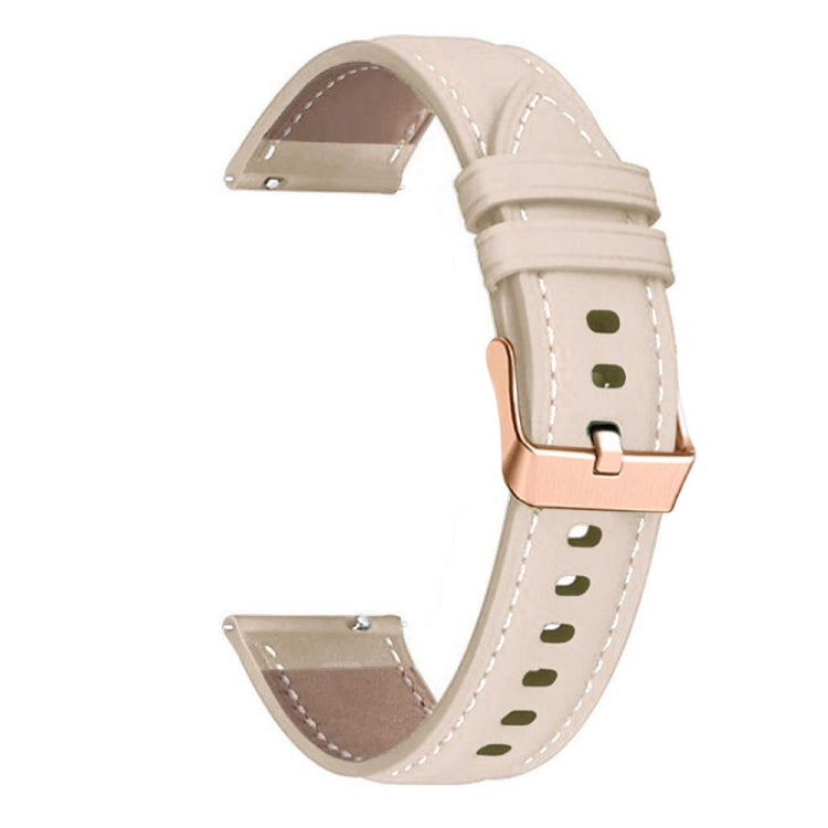 For Garmin Venu / SQ / SQ2 / Venu 2 Plus 20mm Rose Gold Buckle Genuine Leather Watch Band(Apricot) - Watch Bands by PMC TechLife | Online Shopping South Africa | PMC TechLife