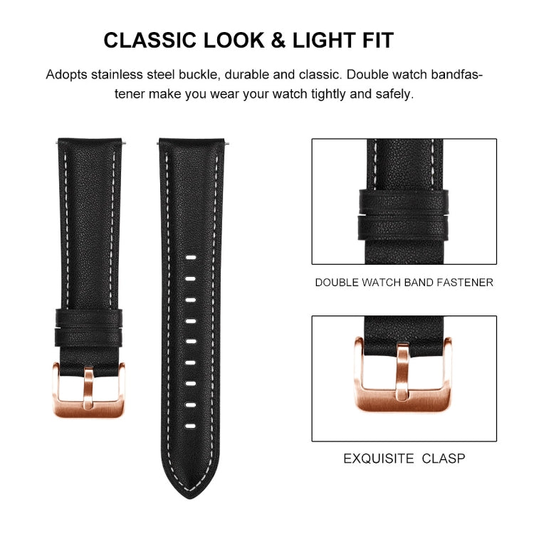 For Garmin Venu / SQ / SQ2 / Venu 2 Plus 20mm Rose Gold Buckle Genuine Leather Watch Band(White) - Watch Bands by PMC TechLife | Online Shopping South Africa | PMC TechLife