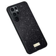 For Samsung Galaxy S23 Ultra 5G SULADA Glittery TPU Hybrid Handmade Leather Phone Case(Black)