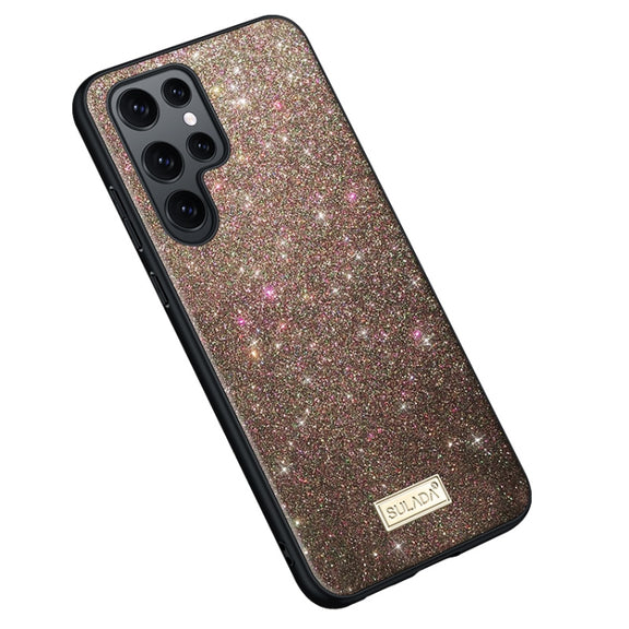 For Samsung Galaxy S23 Ultra 5G SULADA Glittery TPU Hybrid Handmade Leather Phone Case(Colorful)
