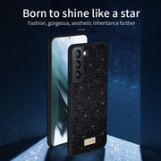 For Samsung Galaxy S23 Ultra 5G SULADA Glittery TPU Hybrid Handmade Leather Phone Case(Gold)