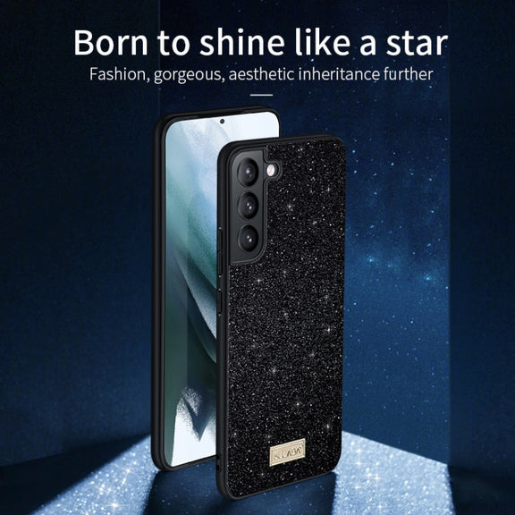 For Samsung Galaxy S23 5G SULADA Glittery TPU Hybrid Handmade Leather Phone Case(Red)