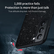For Samsung Galaxy S23 Ultra 5G SULADA Glittery TPU Hybrid Handmade Leather Phone Case(Black)