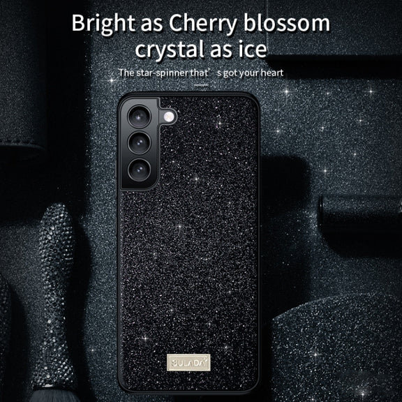 For Samsung Galaxy S23+ 5G SULADA Glittery TPU Hybrid Handmade Leather Phone Case(Red)
