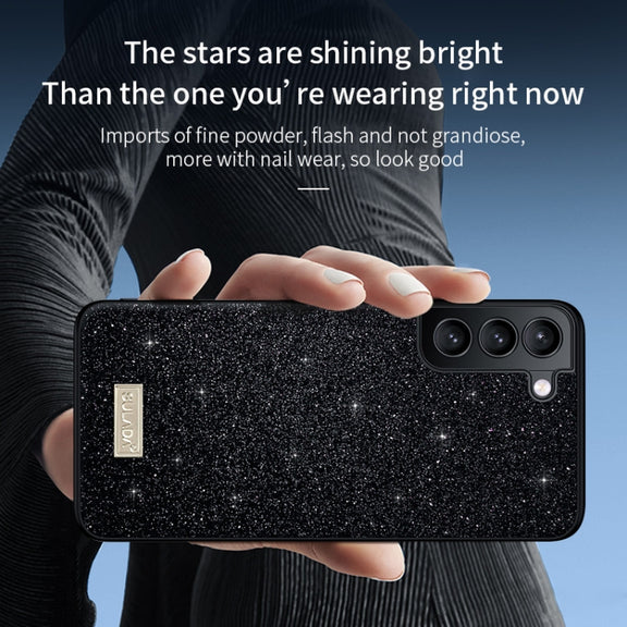 For Samsung Galaxy S23 Ultra 5G SULADA Glittery TPU Hybrid Handmade Leather Phone Case(Gold)