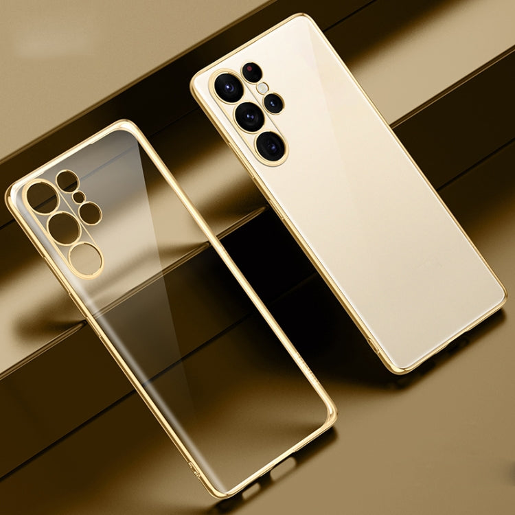 For Samsung Galaxy S23 Ultra 5G SULADA Shockproof Plating TPU Transparent Phone Case(Gold)