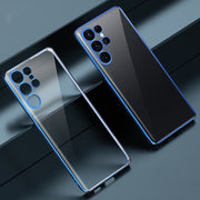 For Samsung Galaxy S23 Ultra 5G SULADA Shockproof Plating TPU Transparent Phone Case(Blue)