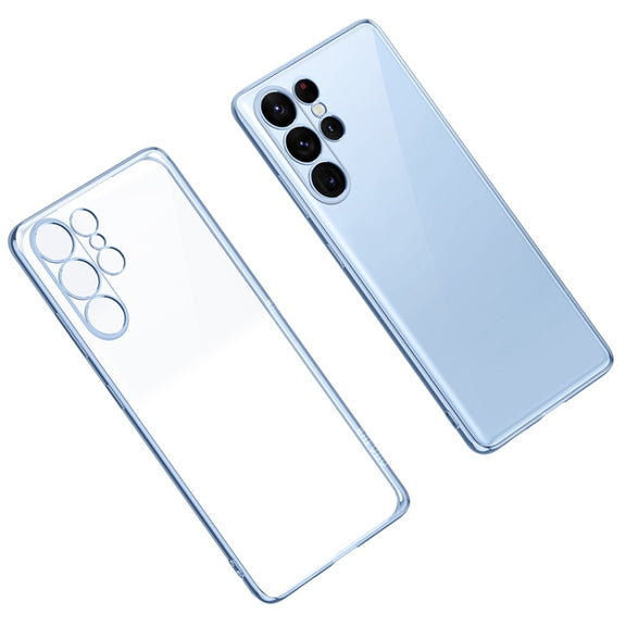 For Samsung Galaxy S23 Ultra 5G SULADA Shockproof Plating TPU Transparent Phone Case(New Blue)