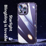 For iPhone 14 Plus SULADA Glittery TPU + Tempered Glass Phone Case(Blue)
