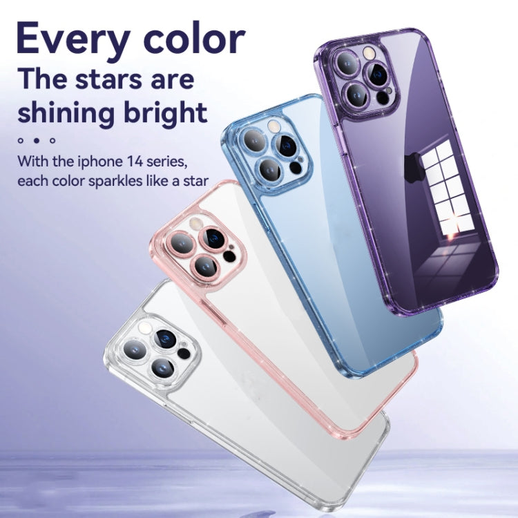 For iPhone 14 Plus SULADA Glittery TPU + Tempered Glass Phone Case(Blue)