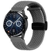 Compatible with Garmin VivoMove Trend / Luxe / Style 20mm Magnetic Fold Clasp Woven Watch Band(Grey)