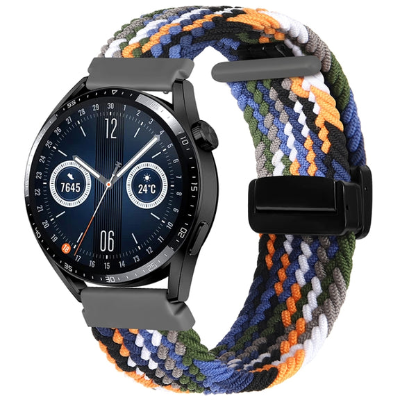 Compatible with Garmin VivoMove Trend / Luxe / Style 20mm Magnetic Fold Clasp Woven Watch Band(Denim Color)