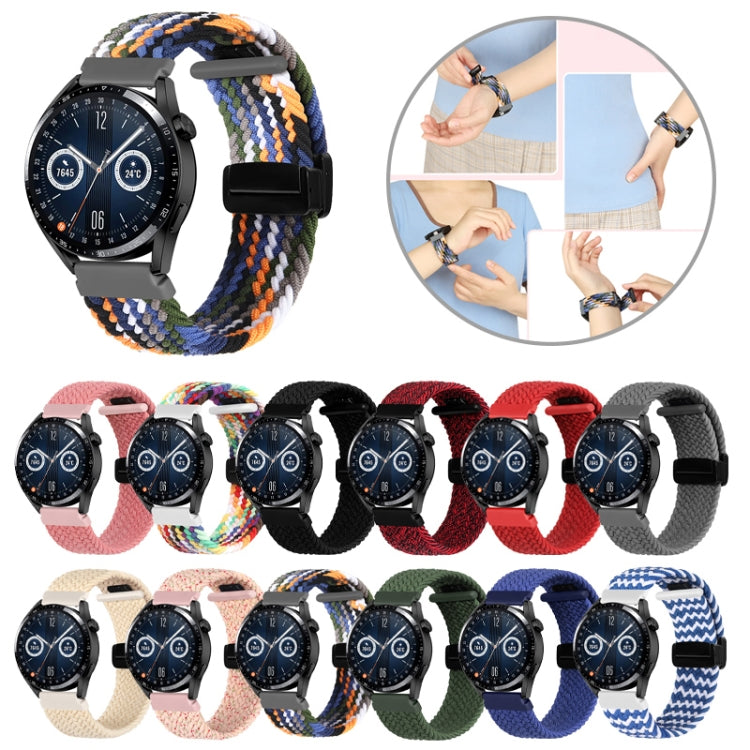 Compatible with Garmin VivoMove Trend / Luxe / Style 20mm Magnetic Fold Clasp Woven Watch Band(Grey)