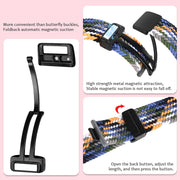 Compatible with Garmin VivoMove Trend / Luxe / Style 20mm Magnetic Fold Clasp Woven Watch Band(Denim Color)