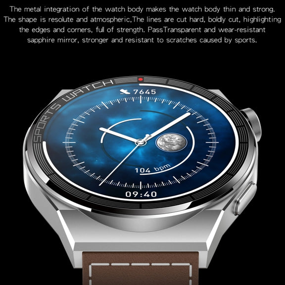 KT62 1.36 inch TFT Round Screen Smart Watch Supports Bluetooth Call/Blood Oxygen Monitoring, Strap:Leather Strap(Black)
