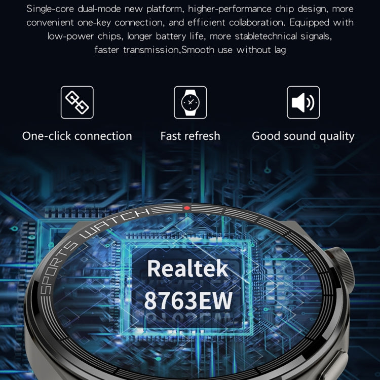 KT62 1.36 inch TFT Round Screen Smart Watch Supports Bluetooth Call/Blood Oxygen Monitoring, Strap:Leather Strap(Black)