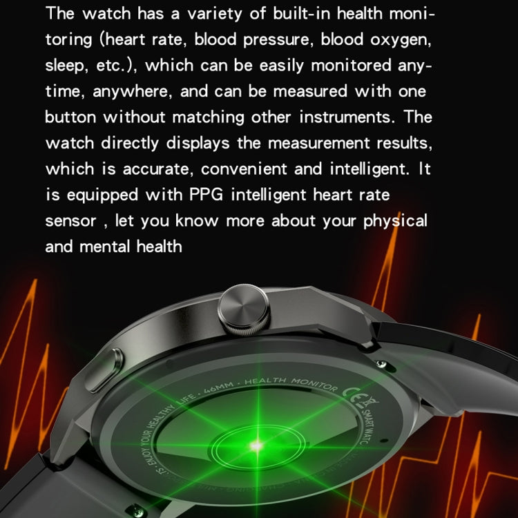 KT62 1.36 inch TFT Round Screen Smart Watch Supports Bluetooth Call/Blood Oxygen Monitoring, Strap:Leather Strap(Black) - Smart Watches by PMC TechLife | Online Shopping South Africa | PMC TechLife