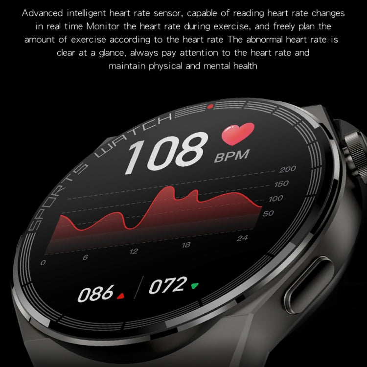 KT62 1.36 inch TFT Round Screen Smart Watch Supports Bluetooth Call/Blood Oxygen Monitoring, Strap:Silicone Strap(Black)