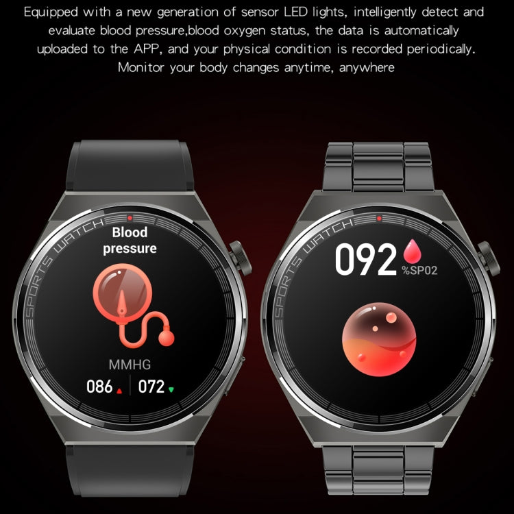 KT62 1.36 inch TFT Round Screen Smart Watch Supports Bluetooth Call/Blood Oxygen Monitoring, Strap:Leather Strap(Black)