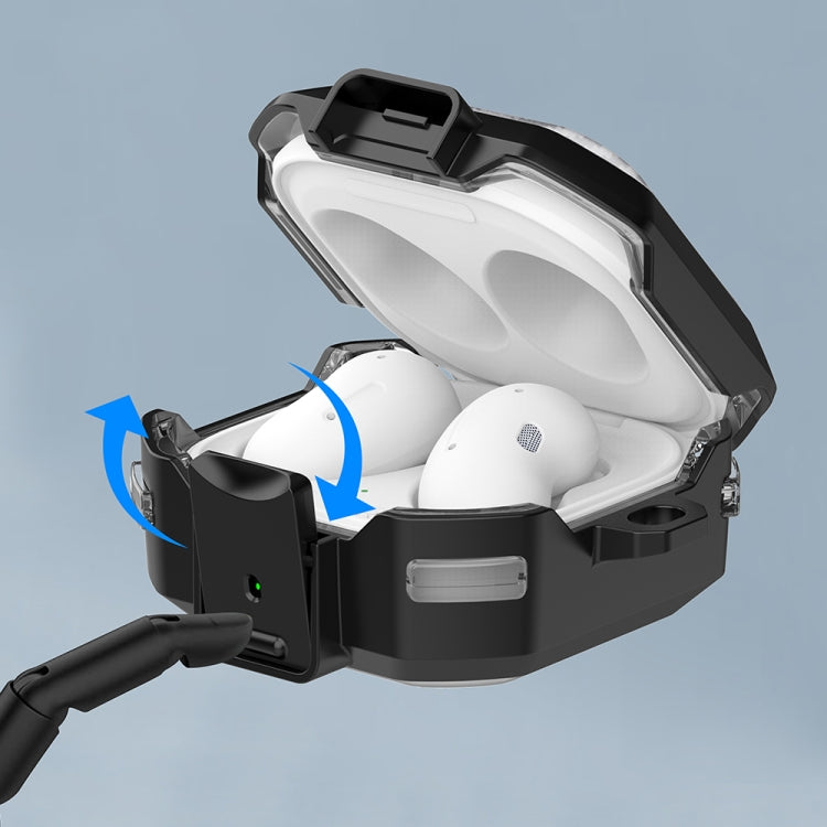 For Samsung Buds Live / Buds2 / Pro / 2Pro TPU + PC Transparent Carbon Fiber Wireless Earphones Protective Case With Switch(Black Blue) - Samsung Earphone Case by PMC TechLife | Online Shopping South Africa | PMC TechLife