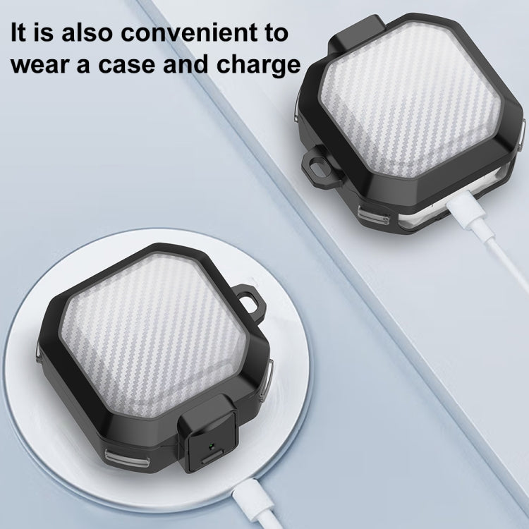 For Samsung Buds Live / Buds2 / Pro / 2Pro TPU + PC Transparent Carbon Fiber Wireless Earphones Protective Case With Switch(Black Purple) - Samsung Earphone Case by PMC TechLife | Online Shopping South Africa | PMC TechLife