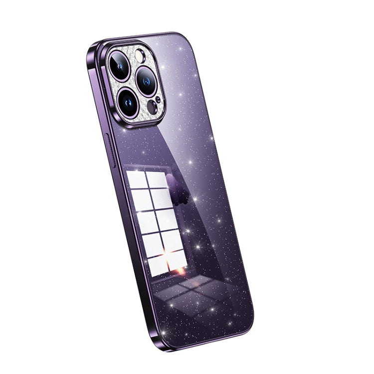 For iPhone 14 Pro SULADA Electroplated Transparent Glittery TPU Phone Case(Purple) - iPhone 14 Pro Cases by SULADA | Online Shopping South Africa | PMC TechLife | Buy Now Pay Later Mobicred