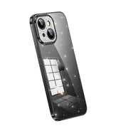 For iPhone 13 SULADA Electroplated Transparent Glittery TPU Phone Case(Black)