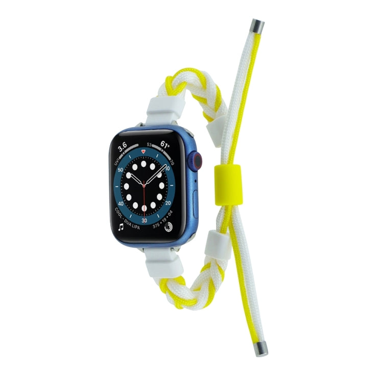 Silicone Bean Braided Cord Nylon Watch Band For Apple Watch SE 2023 44mm(White Yellow) - free shipping - PMC TechLife - Order now!