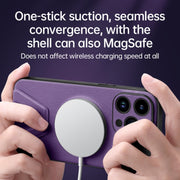 For iPhone 13 SULADA Folding Holder Lambskin Texture MagSafe Phone Case(Purple)