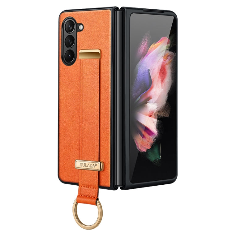 For Samsung Galaxy Z Fold5 SULADA PC + Leather Texture Skin Feel Shockproof Phone Case(Orange) - free shipping - PMC TechLife - Order now!