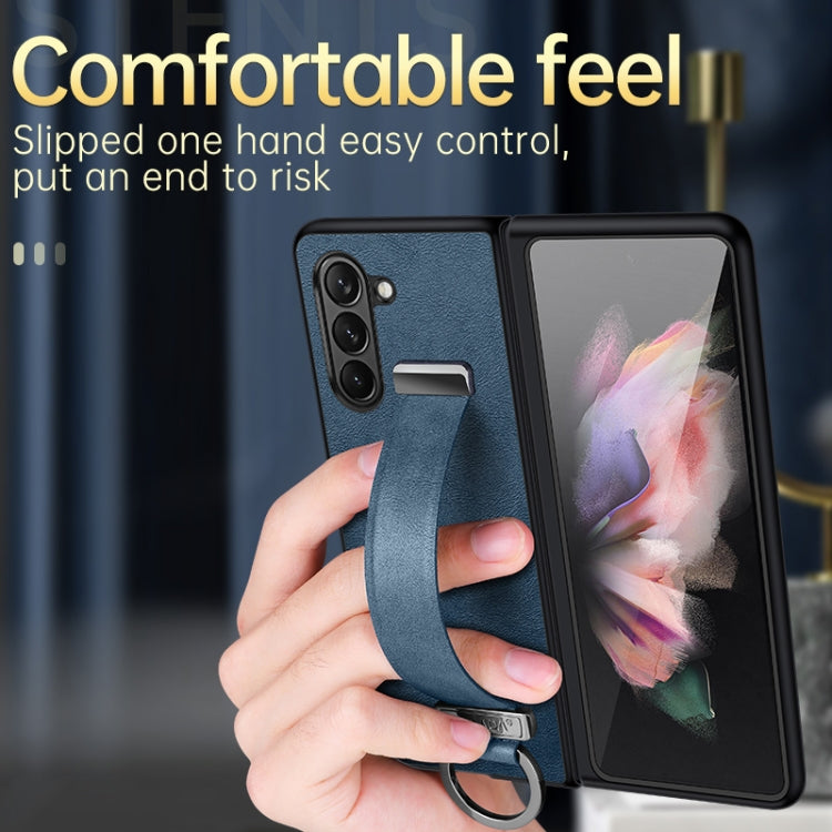 For Samsung Galaxy Z Fold5 SULADA PC + Leather Texture Skin Feel Shockproof Phone Case(Black)