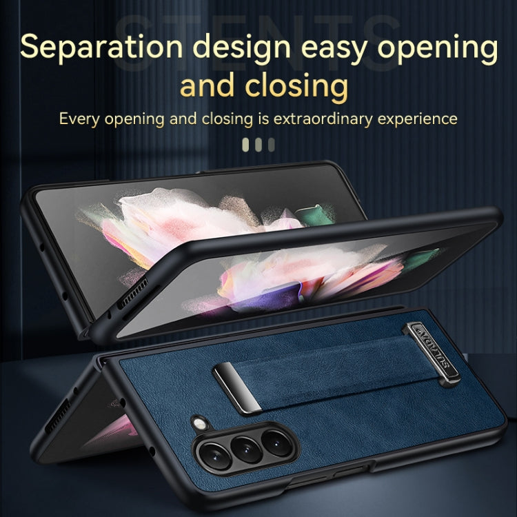 For Samsung Galaxy Z Fold5 SULADA PC + Leather Texture Skin Feel Shockproof Phone Case(Black)