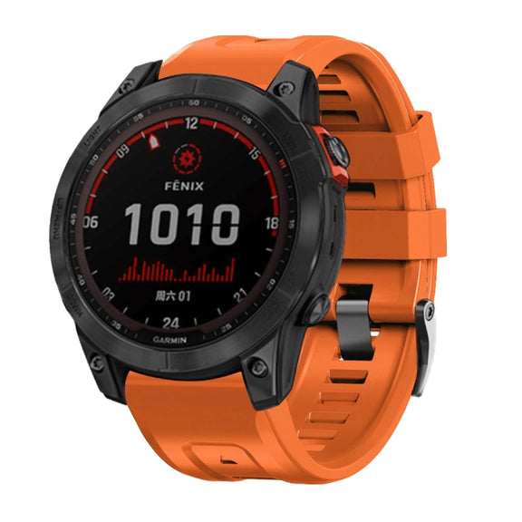 Compatible with Garmin Compatible witherunner 965 / 955 / 945 / 935 Screw Black Steel Buckle Silicone Watch Band(Orange)