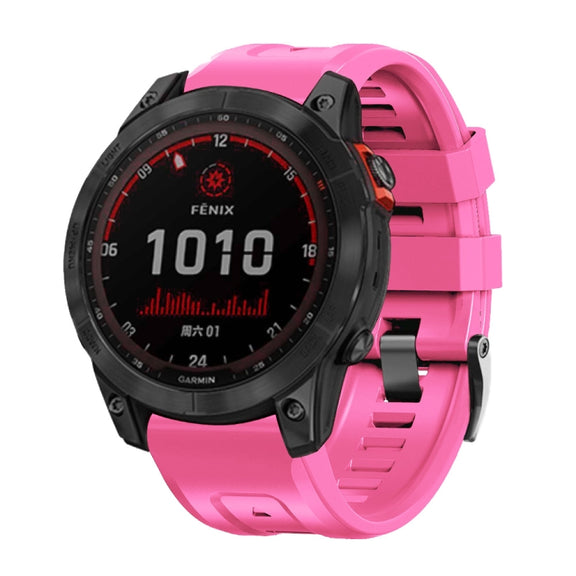 Compatible with Garmin Compatible witherunner 965 / 955 / 945 / 935 Screw Black Steel Buckle Silicone Watch Band(Pink)