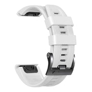 Compatible with Garmin Tactix 7 Pro / Fenix 7X  / 6X Pro 26mm Screw Black Steel Buckle Silicone Watch Band(White)