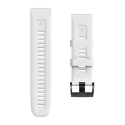 Compatible with Garmin Tactix 7 Pro / Fenix 7X  / 6X Pro 26mm Screw Black Steel Buckle Silicone Watch Band(White)