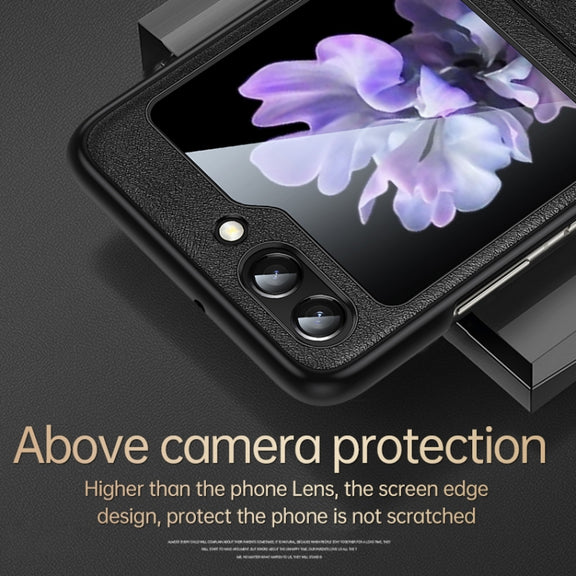 For Samsung Galaxy Z Flip5 SULADA Shockproof TPU + Handmade Leather Phone Case(Blue)