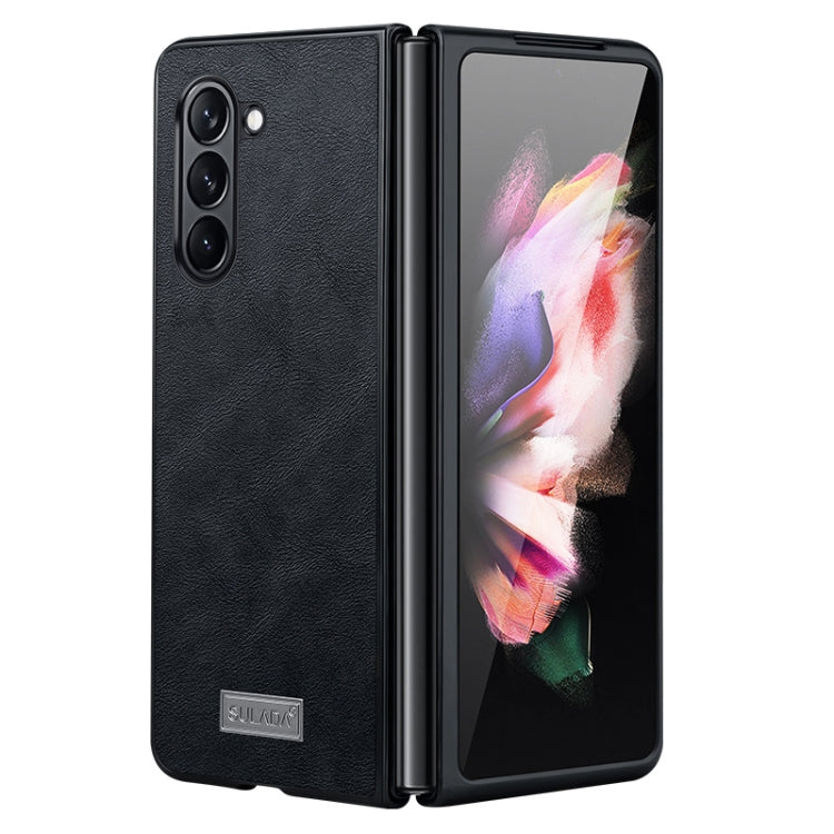 For Samsung Galaxy Z Fold5 SULADA Shockproof TPU + Handmade Leather Phone Case(Black) - Galaxy Z Fold5 Cases by SULADA | Online Shopping South Africa | PMC TechLife