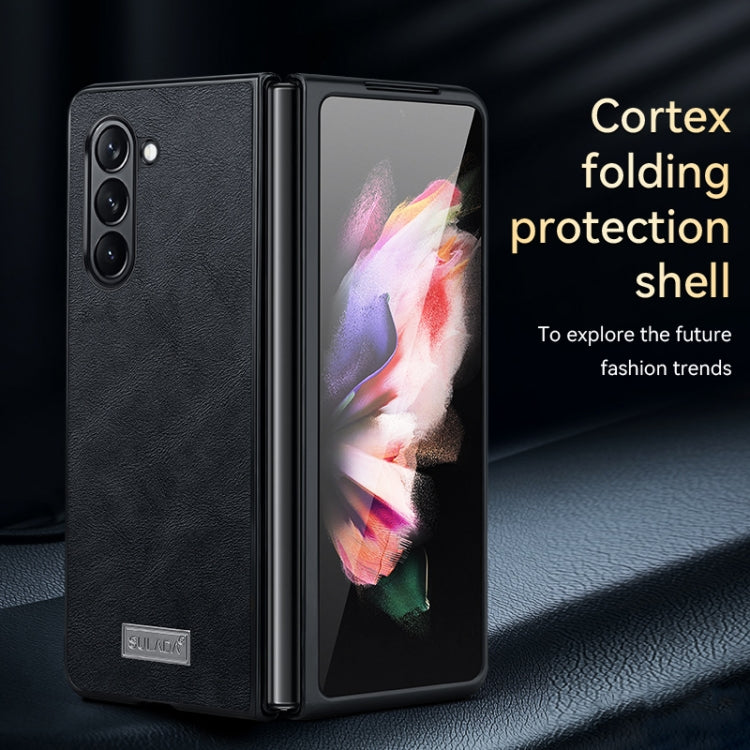 For Samsung Galaxy Z Fold5 SULADA Shockproof TPU + Handmade Leather Phone Case(Black) - Galaxy Z Fold5 Cases by SULADA | Online Shopping South Africa | PMC TechLife