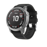 Compatible with Garmin Compatible witherunner 965 / 955 / 945 / 935 Screw Silver Steel Buckle Silicone Watch Band(Black)