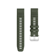 Compatible with Garmin Tactix 7 Pro / Fenix 7X / 6X Pro 26mm Screw Silver Steel Buckle Silicone Watch Band(Army Green)