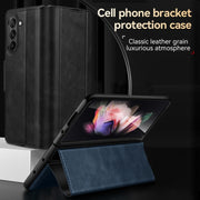 For Samsung Galaxy Z Fold5 SULADA All-inclusive Magnetic Snap Flip Leather Phone Case(Green)