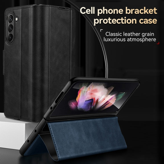 For Samsung Galaxy Z Fold5 SULADA All-inclusive Magnetic Snap Flip Leather Phone Case(Green)