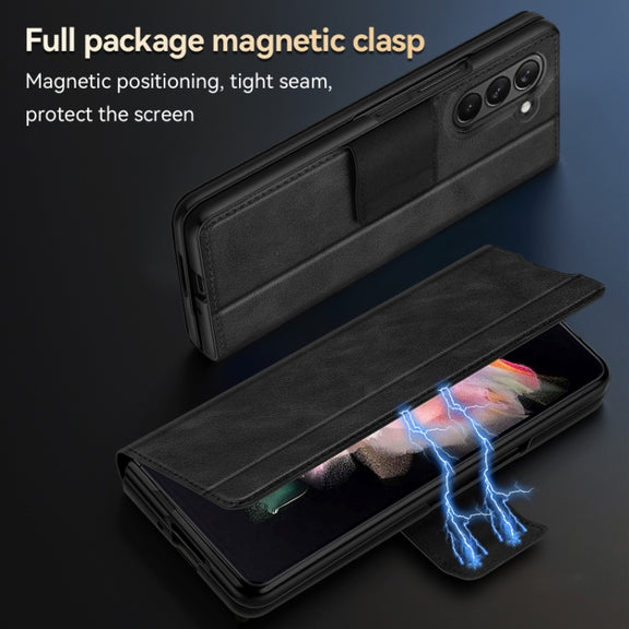 For Samsung Galaxy Z Fold5 SULADA All-inclusive Magnetic Snap Flip Leather Phone Case(Green)