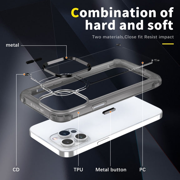 For iPhone 15 Pro Skin Feel TPU + PC Phone Case(Transparent Black)