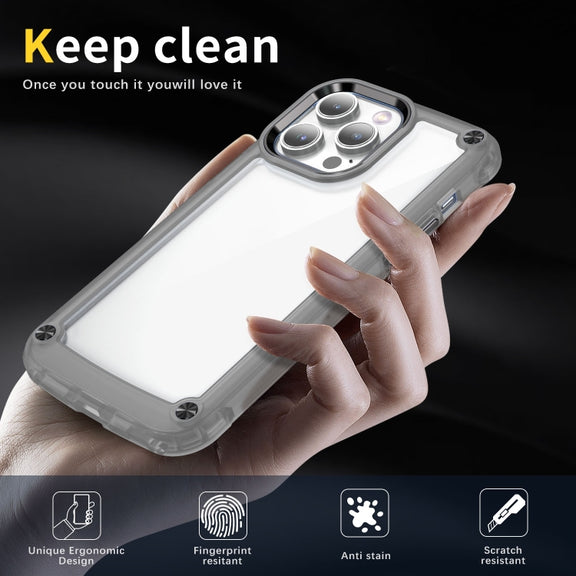 For iPhone 15 Pro Skin Feel TPU + PC Phone Case(Transparent Black)