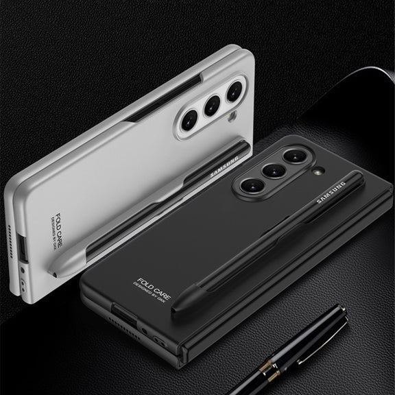 For Samsung Galaxy Z Fold5 GKK Ultra-thin Full Coverage Phone Flip Case with Pen Slot(Gold)
